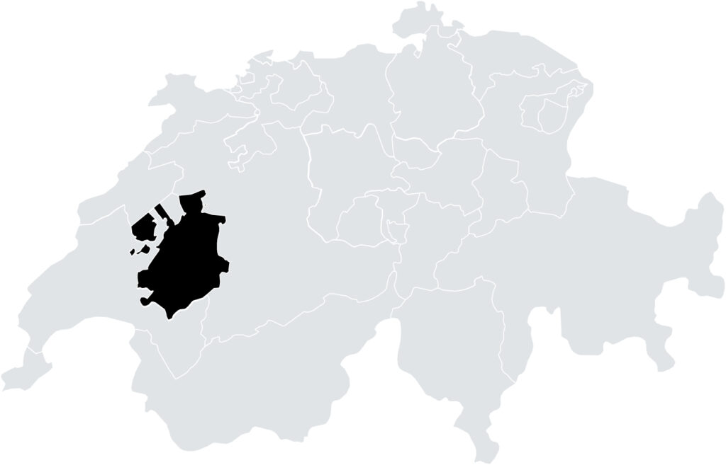 Kanton Fribourg eingezeichnet auf der nationalen Landkarte der Schweiz