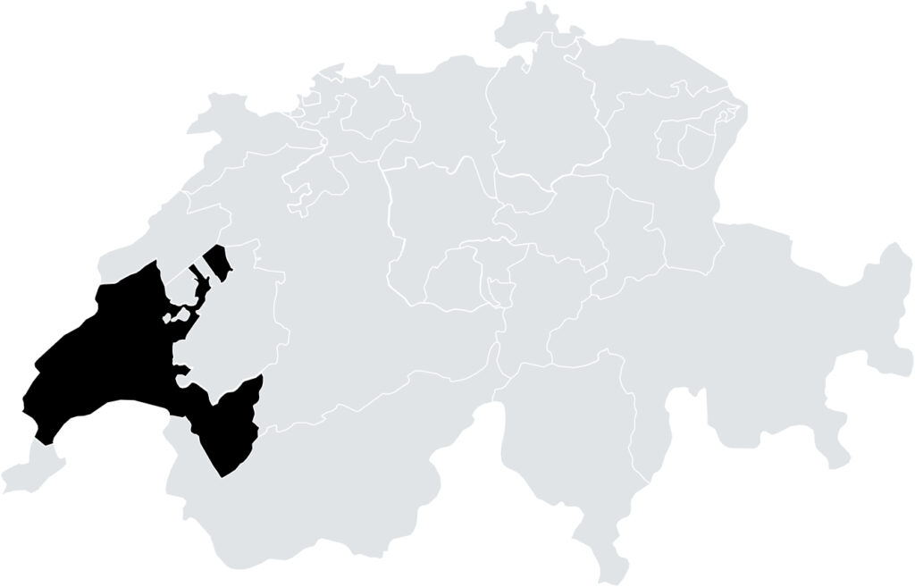 Kanton Waadt eingezeichnet auf der nationalen Landkarte der Schweiz