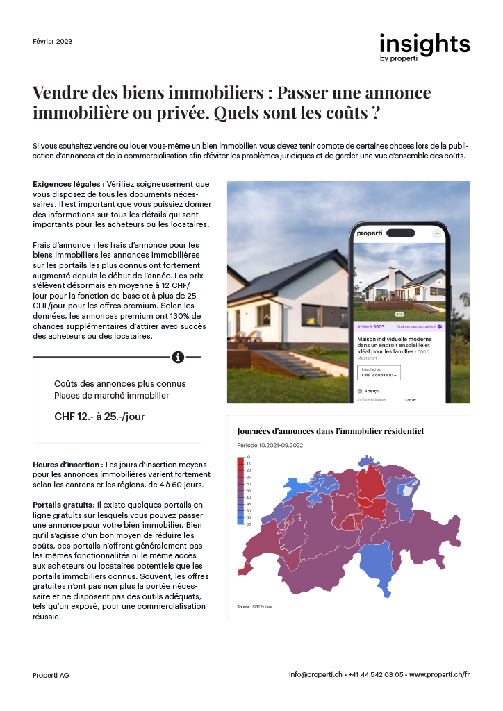 Aperçu de l'article Properti PDF - Vendre des biens immobiliers : Annoncer un agent immobilier ou un particulier. Quels sont les coûts ?