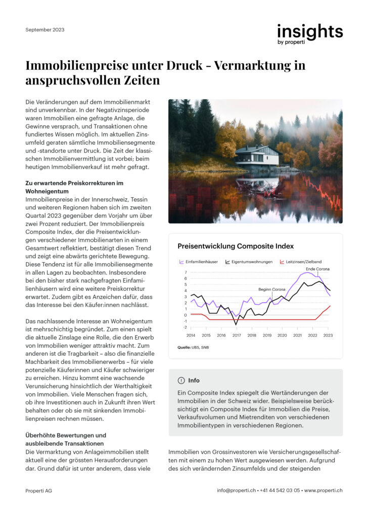 Artikelübersicht Properti PDF – SNB erneute Leitzinserhöhung – Bedeutung für Immobilien Eigentümer wie Käufer