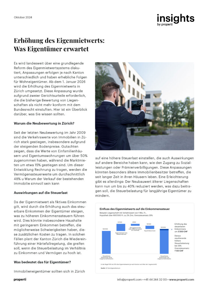 Insights Erhöhung des Eigenmietwerts DE