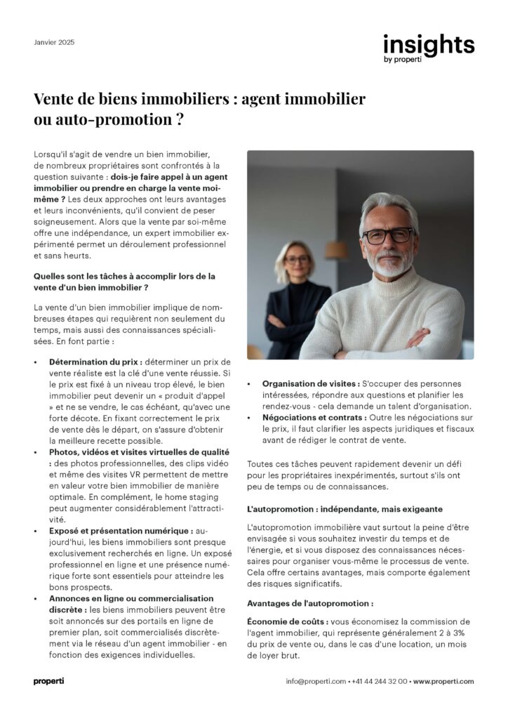 Insights, Vente de biens immobiliers : agent immobilier ou auto-promotion, FR