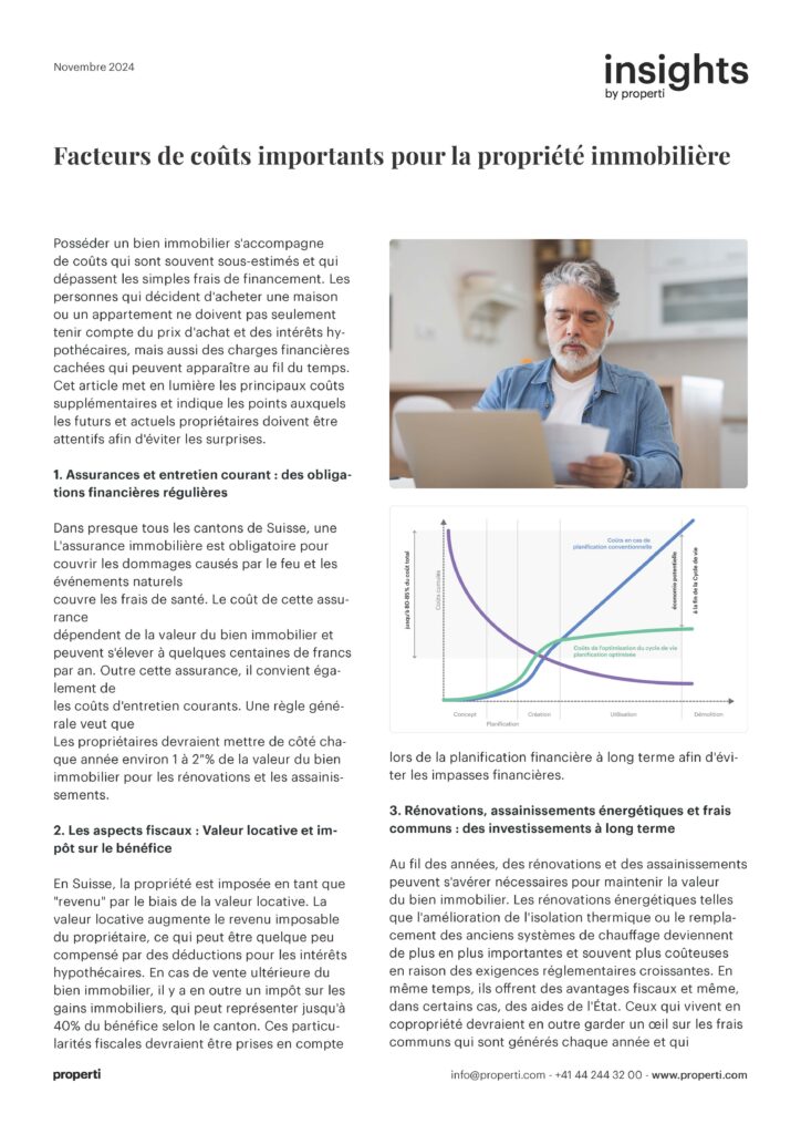 Insights Facteurs de coûts importants pour la propriété immobilière FR